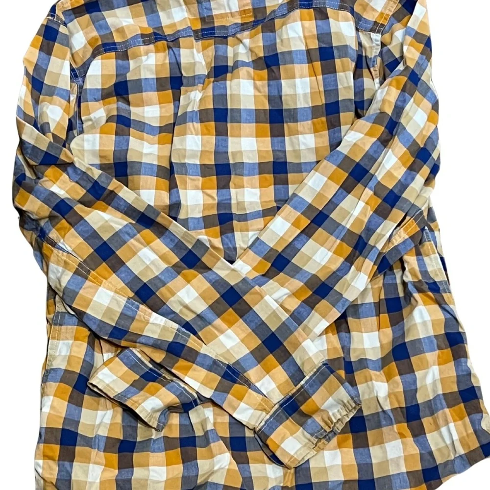 Hollister Stretch‎ Plaid Button‑Up Mens L Slim Fit Blue White Yellow - Picture 12 of 14